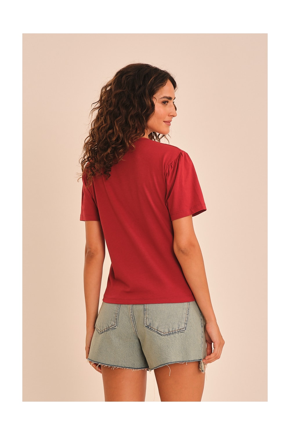 Blusa Manga Franzida Vermelho Hibisco