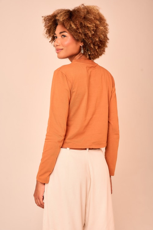 Blusa Manga Longa Basica Caramelo - foto 4