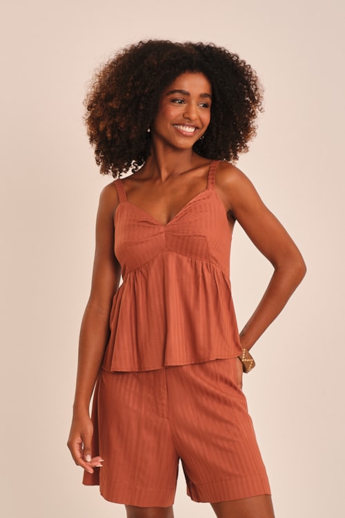 Blusa Maquinetado Dunas Marrom Argila - foto 1
