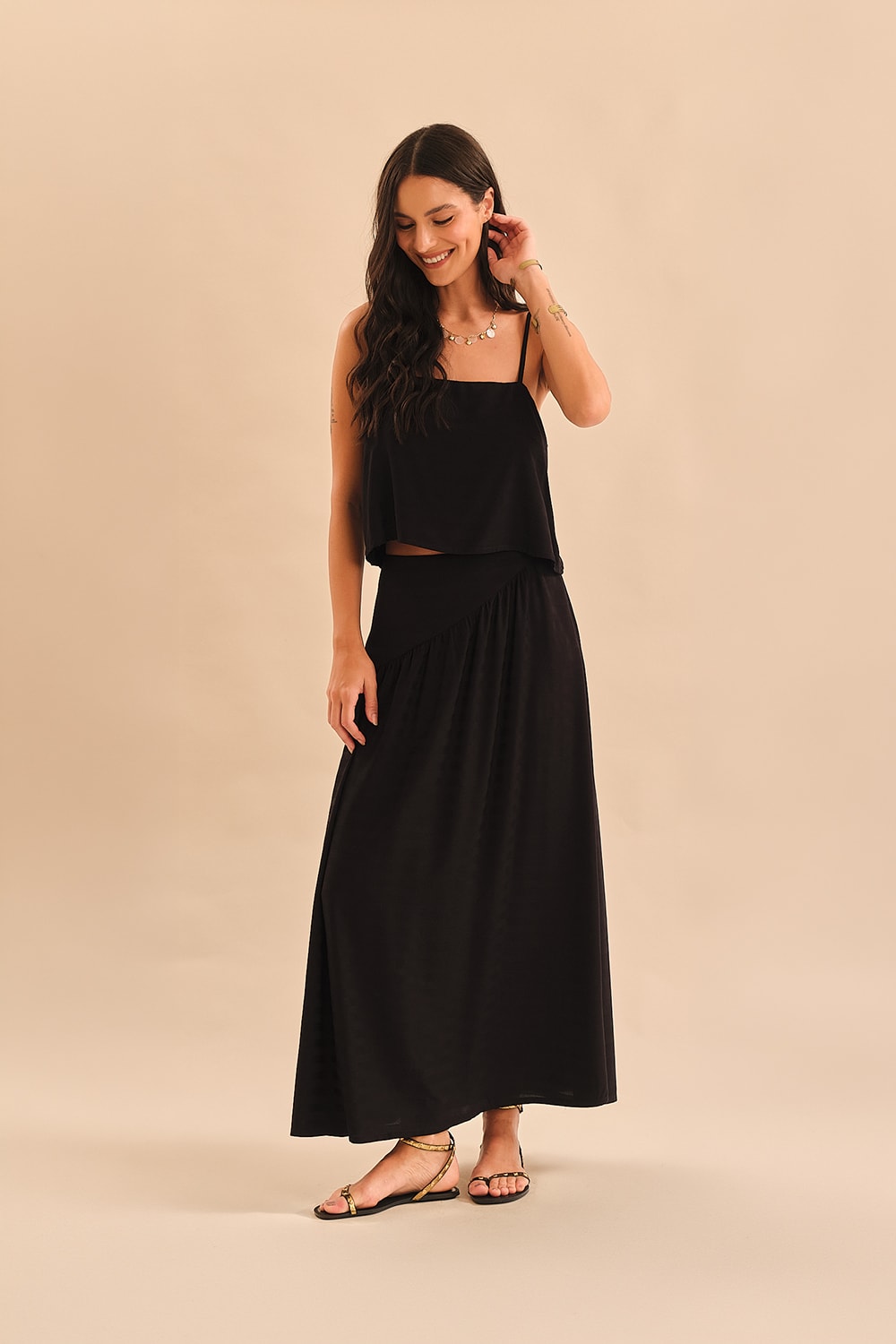 Blusa Maquinetado Stripe Preto