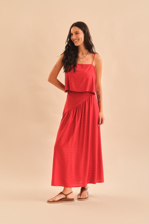 Blusa Maquinetado Stripe Vermelho Tinto - foto 1