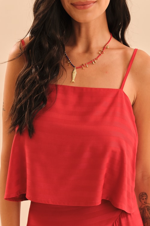 Blusa Maquinetado Stripe Vermelho Tinto - foto 2