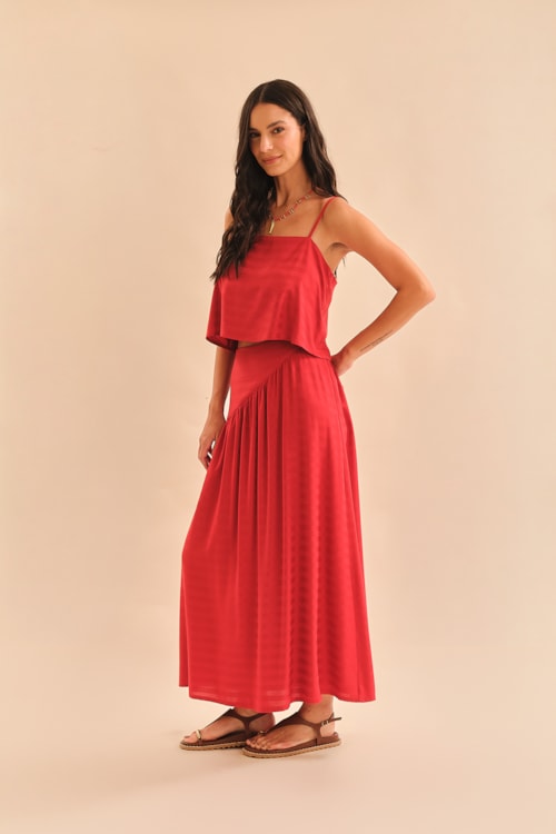 Blusa Maquinetado Stripe Vermelho Tinto - foto 3