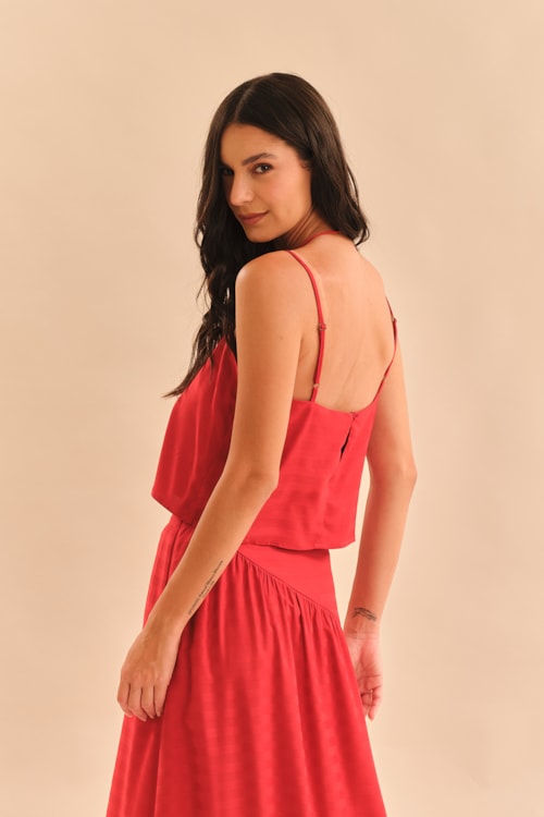 Blusa Maquinetado Stripe Vermelho Tinto - foto 4