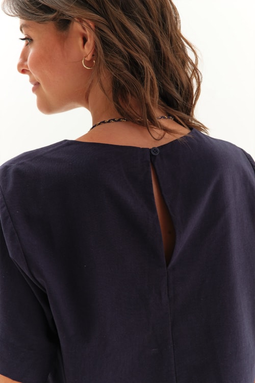 Blusa Mg Bossa Alfaiataria Basica Azul Medina - foto 4