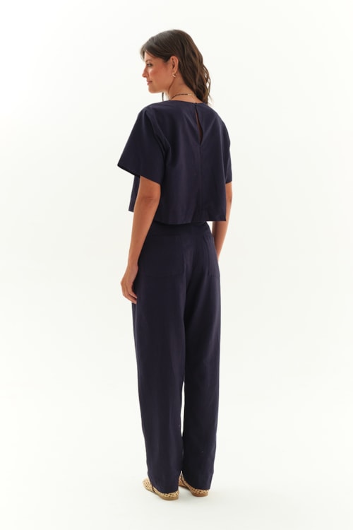 Blusa Mg Bossa Alfaiataria Basica Azul Medina - foto 5