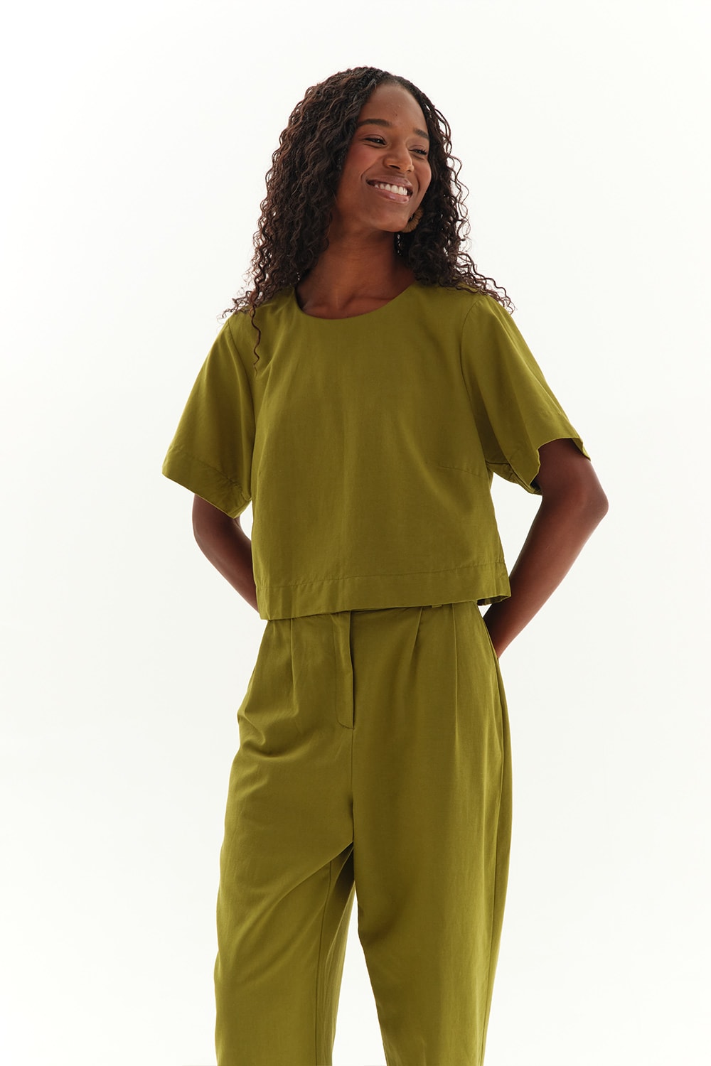 Blusa Mg Bossa Alfaiataria Basica Verde Palmeira