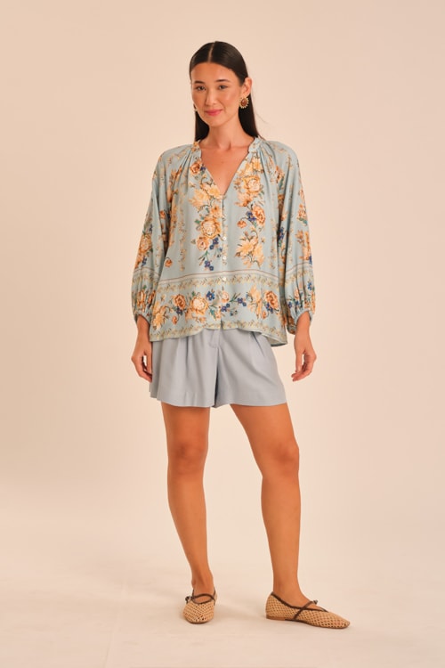 Blusa Mg Floral Ponto Cruz Estampado - foto 1
