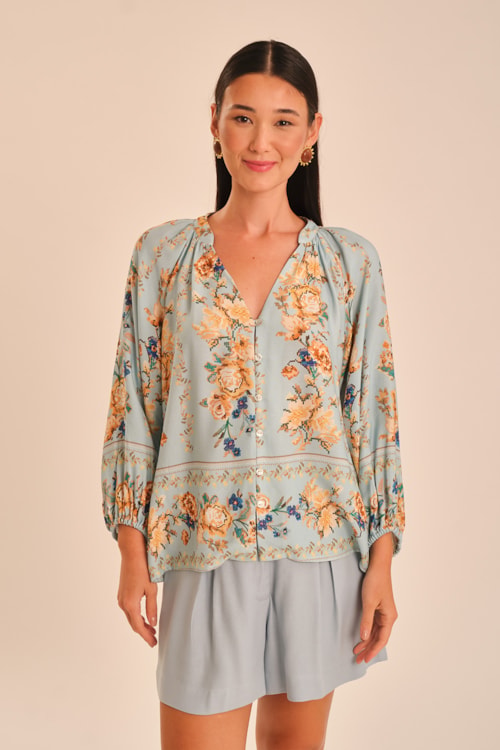 Blusa Mg Floral Ponto Cruz Estampado - foto 2