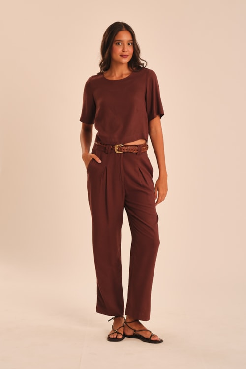 Blusa Mg Majorelle Piquet Basica Marrom Cafe - foto 2