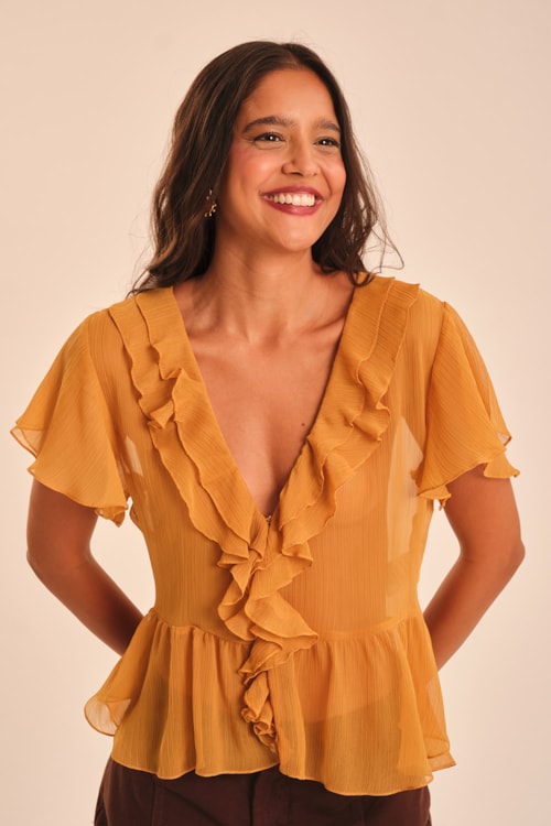 Blusa Mg Medina Amarelo Camelo - foto 1