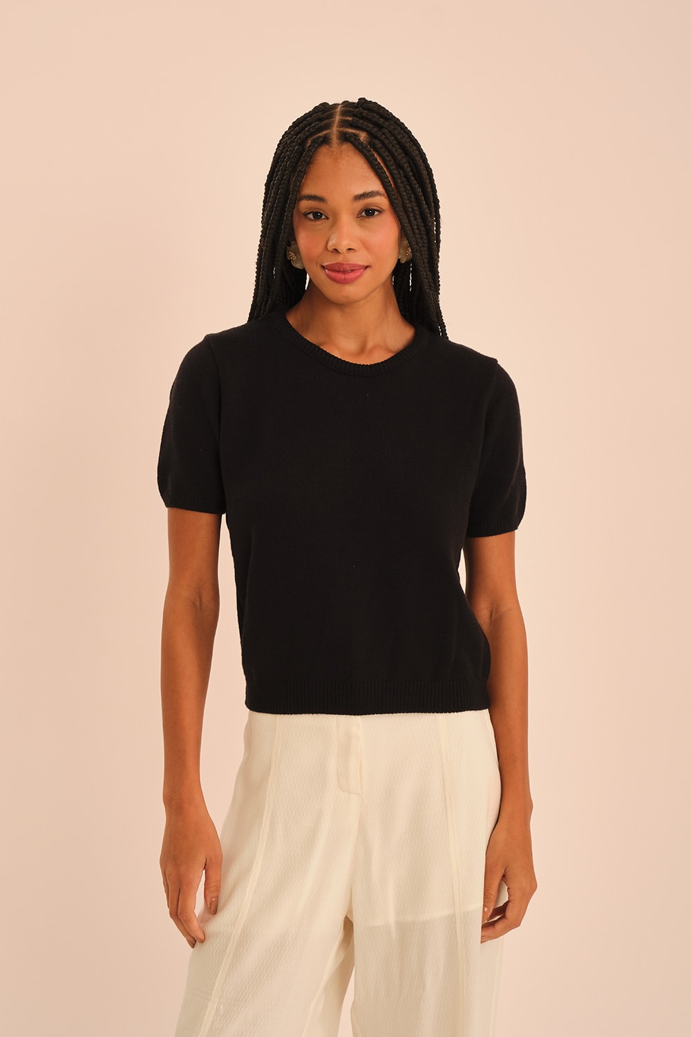 Blusa Mg Tricot Fafa Preto