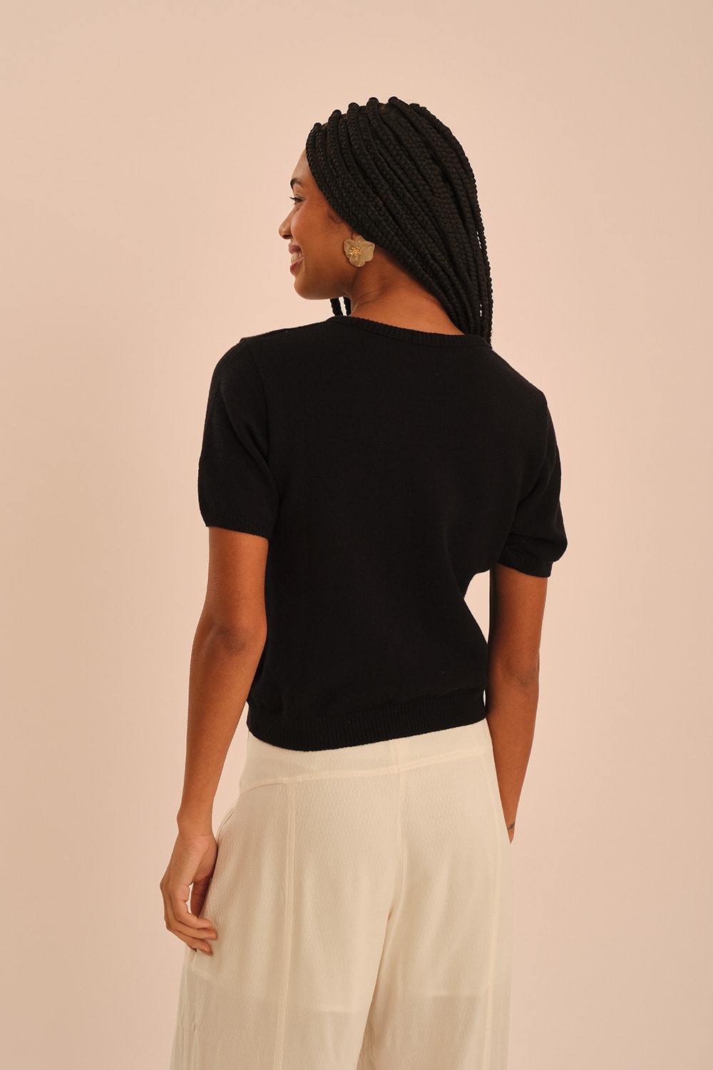 Blusa Mg Tricot Fafa Preto
