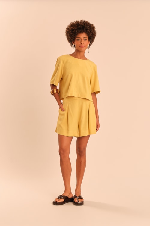 Blusa Mg Viscose Nilo Amarelo Acafrao - foto 1