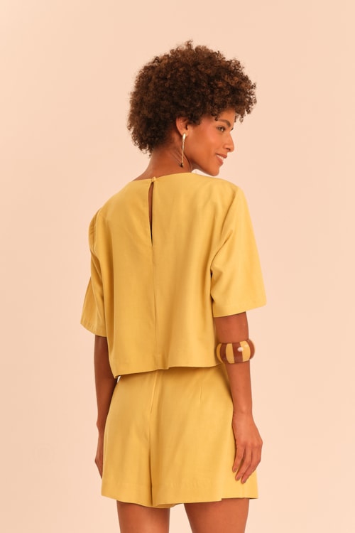 Blusa Mg Viscose Nilo Amarelo Acafrao - foto 4