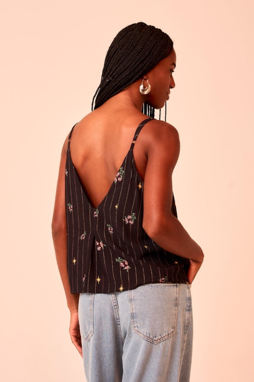 Blusa Natureza Vintage Lurex Estampado - foto 3