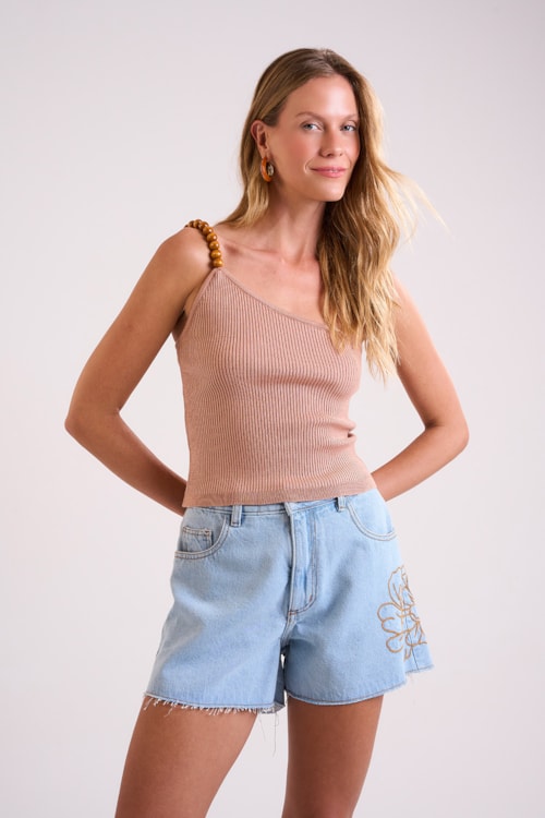 Blusa Ombro So Alca Madeira Rosa Seco - foto 2