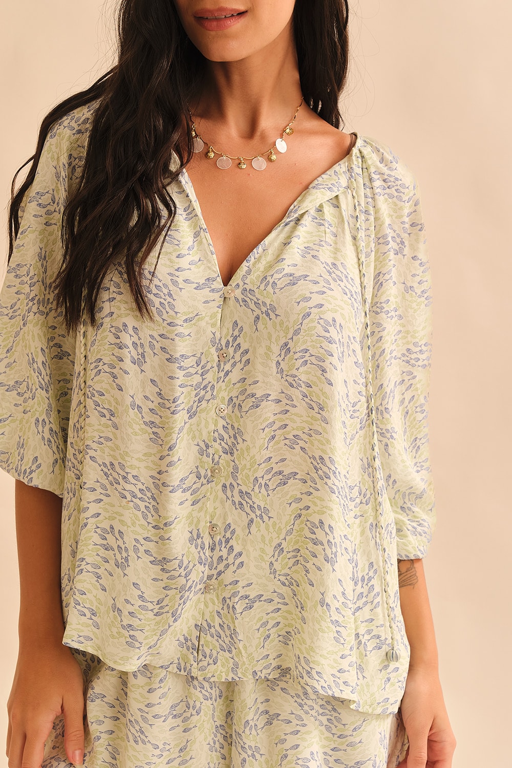 Blusa Peixe Aquarela Estampado