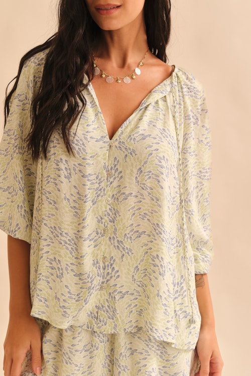 Blusa Peixe Aquarela Estampado - foto 3