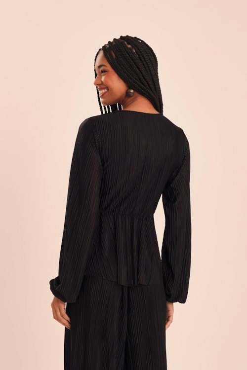 Blusa Plissada Preto - foto 2