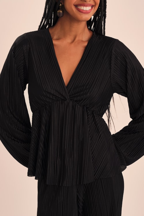 Blusa Plissada Preto - foto 3