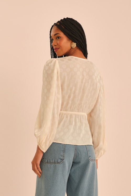 Blusa Poa Jacquard Off - foto 4