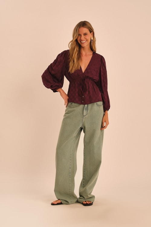 Blusa Poa Jacquard Roxo Ametista - foto 1