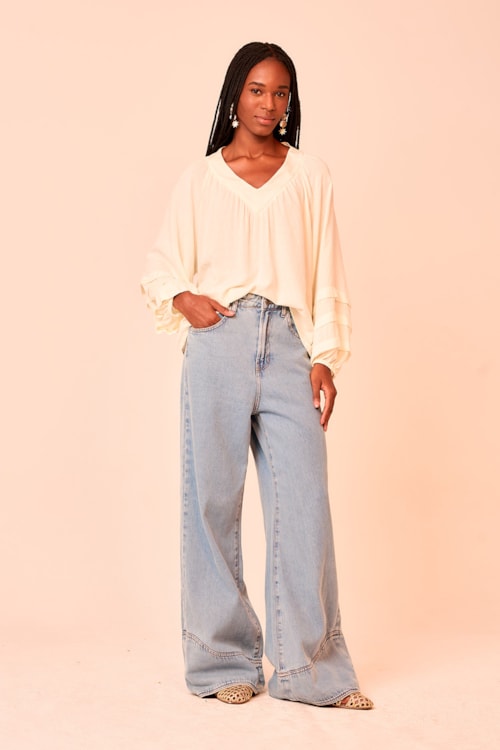 Blusa Poa Maquinetado Perola - foto 1