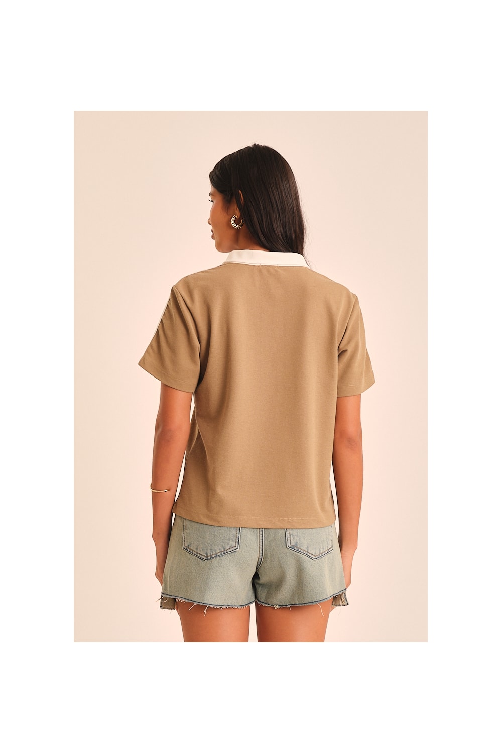 Blusa Polo Bordado Coqueiro Marrom Cafe- Cancelado