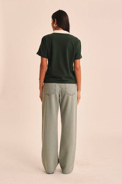 Blusa Polo Bordado Coqueiro Verde Jade - foto 3