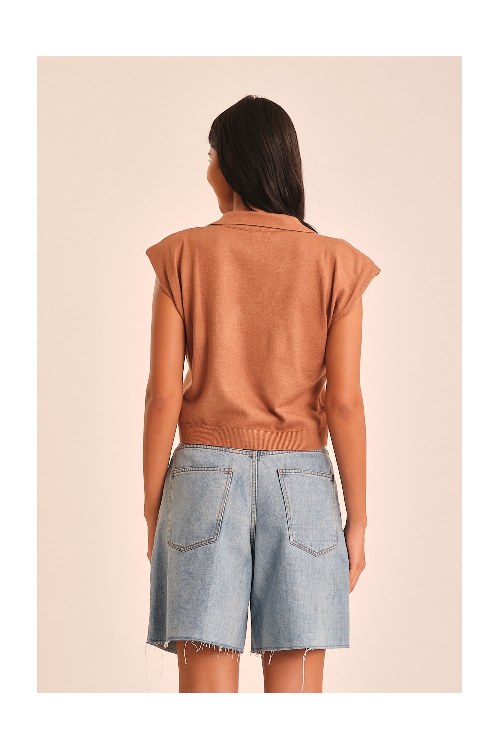 Blusa Polo Tricot Bege Tahine