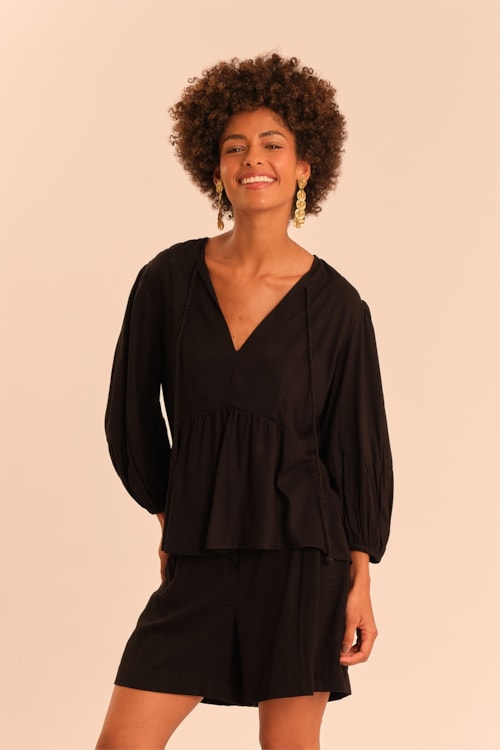 Blusa Rayon Twill Preto - foto 3