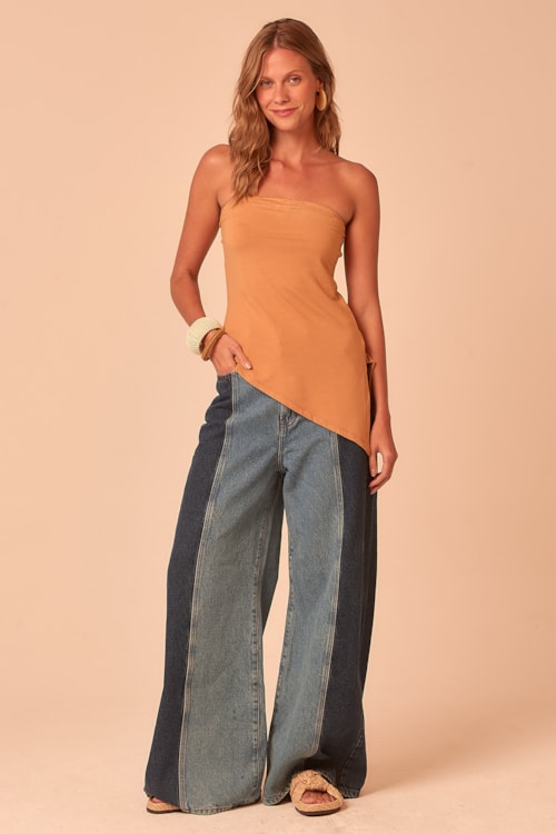Blusa Recorte Assimetrica Bege - foto 1