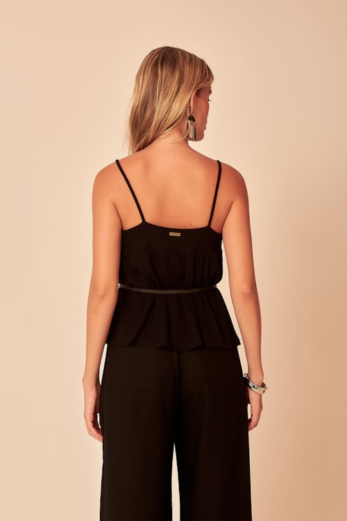 Blusa Recorte Decote Preto - foto 3