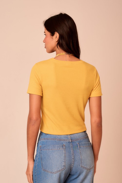 Blusa Rib Basic Amarelo Gold - foto 3