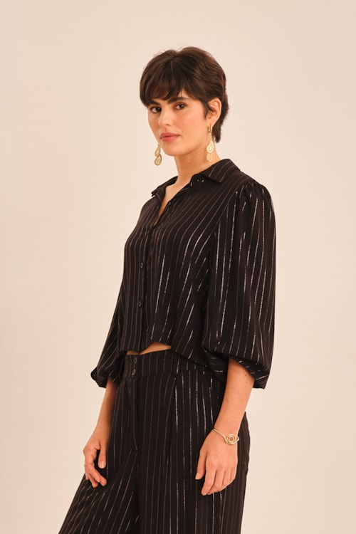 Blusa Risca Lurex Preto - foto 2