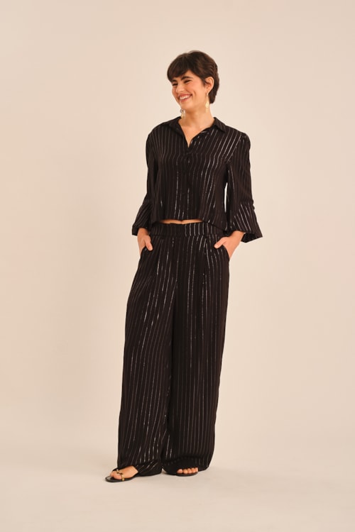 Blusa Risca Lurex Preto - foto 3