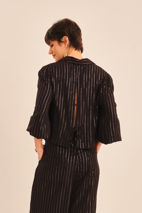 Blusa Risca Lurex Preto - foto 4