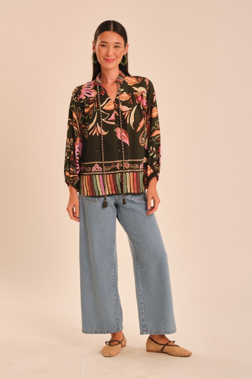 Blusa Rosa De Damasco Estampado - foto 2