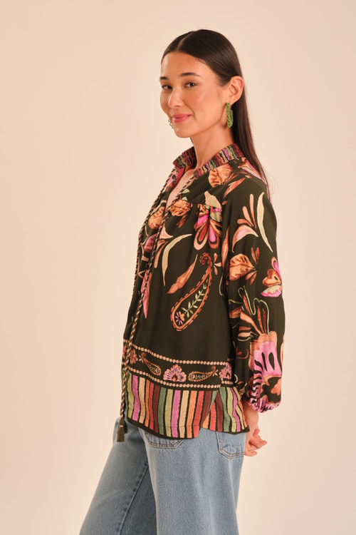 Blusa Rosa De Damasco Estampado - foto 3