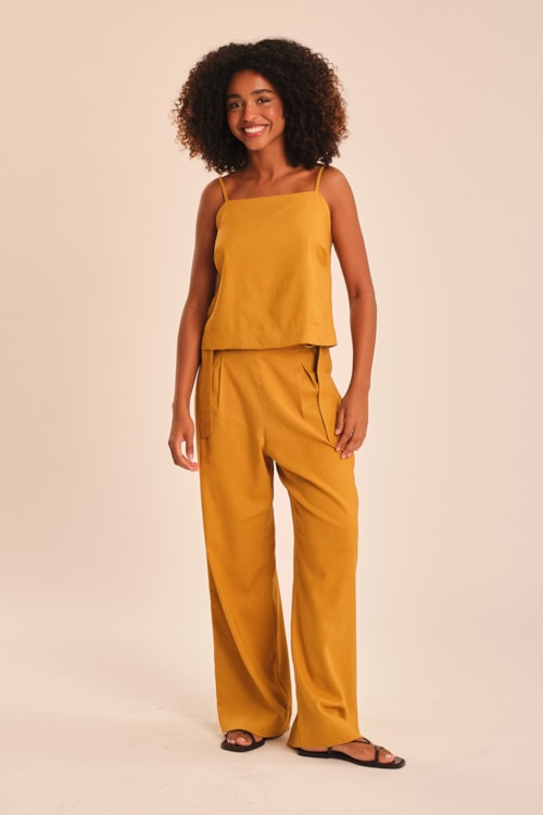 Blusa Safra Basica Amarelo Camelo - foto 2