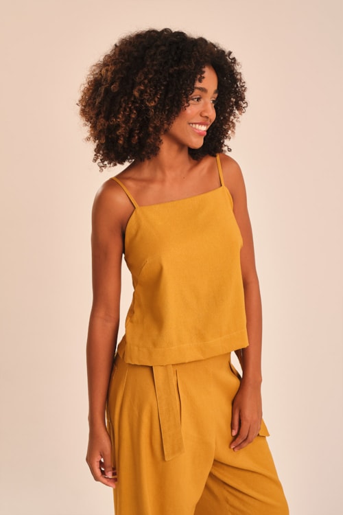 Blusa Safra Basica Amarelo Camelo - foto 3