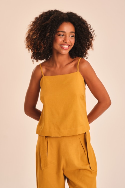 Blusa Safra Basica Amarelo Camelo - foto 1