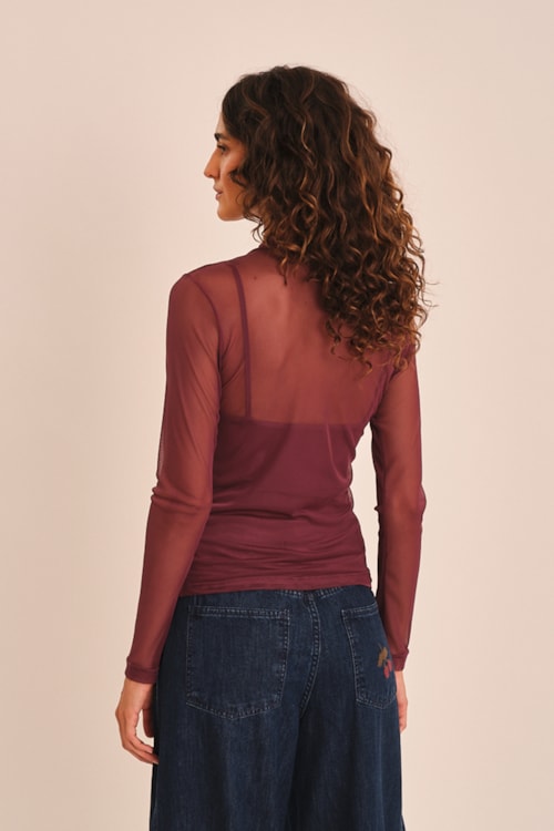Blusa Segunda Pele Tule Roxo Ametista - foto 4