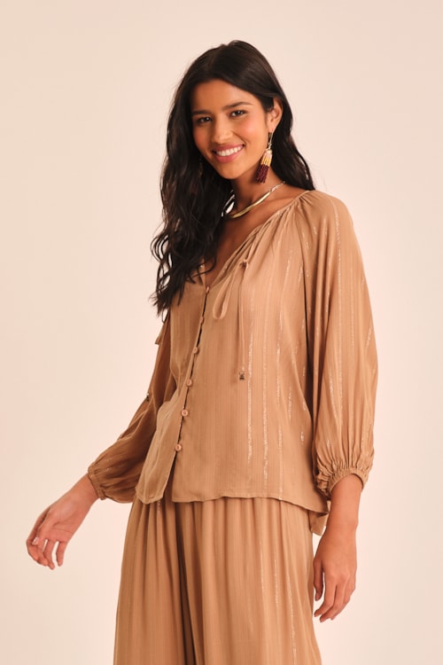 Blusa Tahine Bege Tahine - foto 3