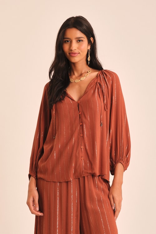 Blusa Tahine Marrom Argila - foto 2