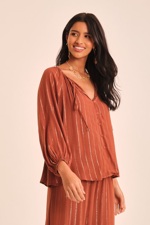Blusa Tahine Marrom Argila - foto 3