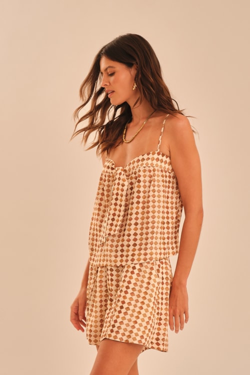 Blusa Trama Camel Estampado - foto 3