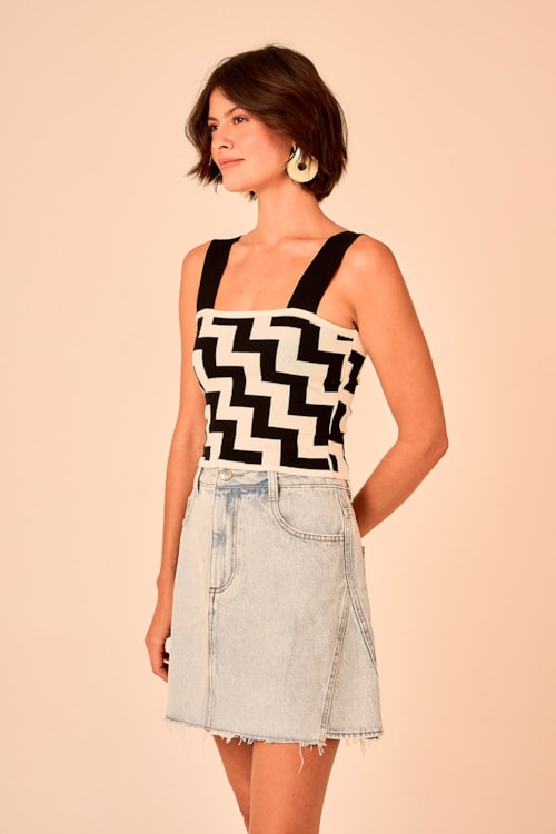 Blusa Tricot Chevron Preto - foto 2