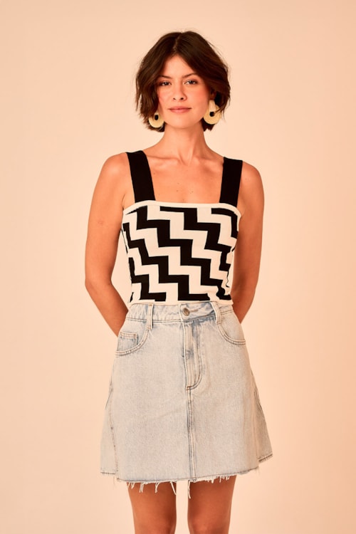 Blusa Tricot Chevron Preto - foto 3